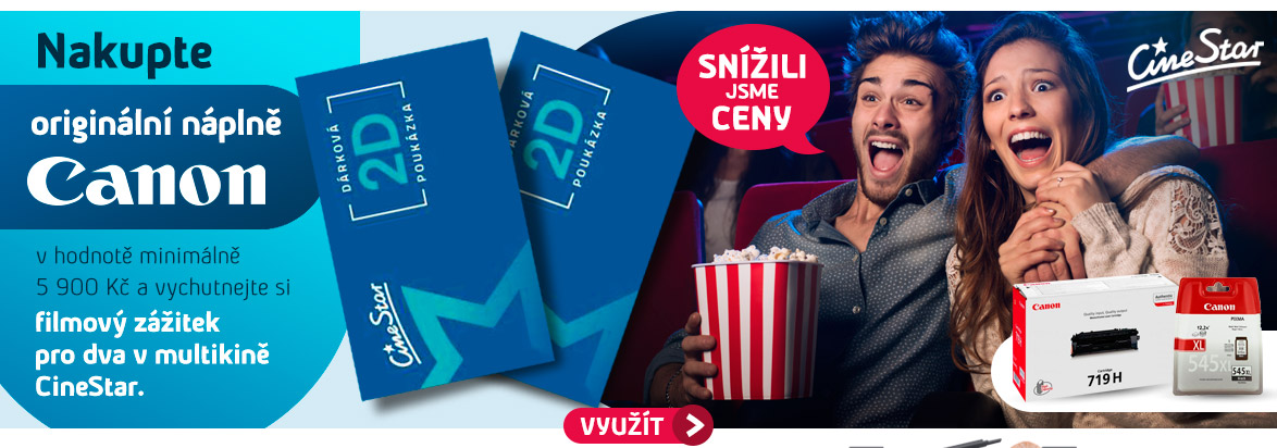 Nakupte originální náplně Canon v hodnotě minimálně 5 900 Kč a vychutnejte si filmový zážitek pro 2 osoby v multikině Cinestar