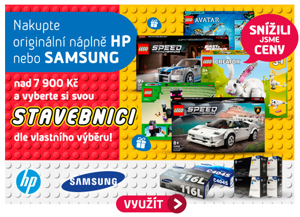 Nakupte originální náplně HP nebo Samsung v minimální hodnotě 7900 Kč a vyberte si stavebnici LEGO dle vlastního výběru