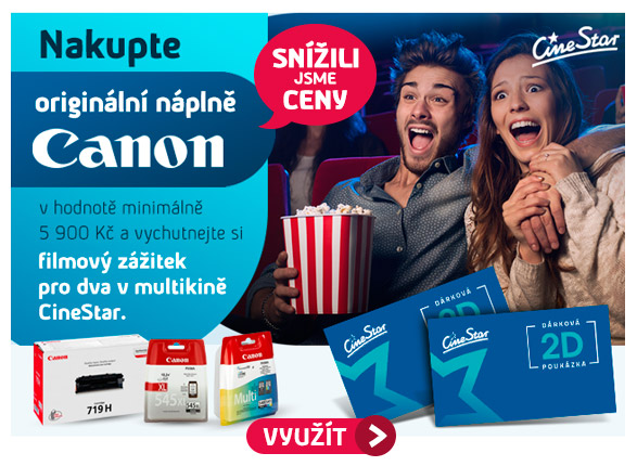 Nakupte originální náplně Canon v hodnotě minimálně 5 900 Kč a vychutnejte si filmový zážitek pro 2 osoby v multikině Cinestar