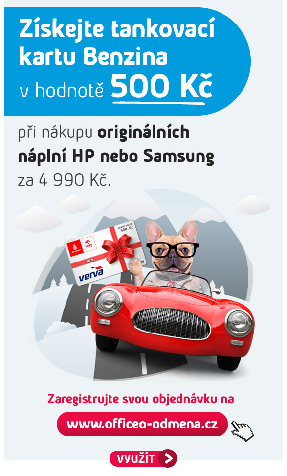 Nakupte originální náplně HP nebo Samsung nad 4 990 Kč a získejte tankovací kartu Benzina v hodnotě 500 Kč