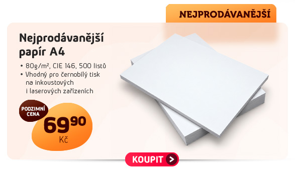 Nejprodávanější papír A4 za 69,90 Kč