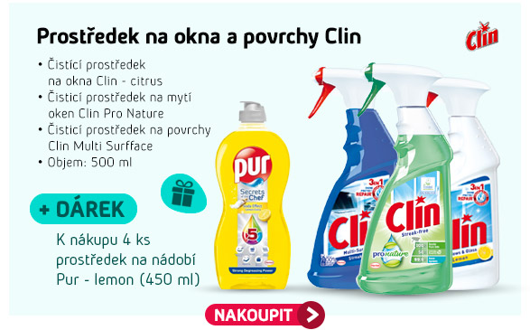 Prostředek na okna a povrchy Clin
