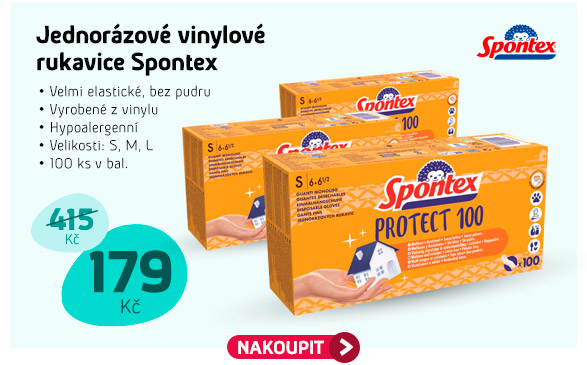 Jednorázové vinylové rukavice Spontex