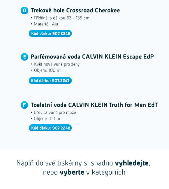 Popis dárků