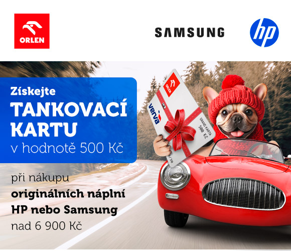 Získejte tankovací kartu v hodnotě 500 Kč při nákupu originálních náplní HP nebo Samsung nad 6 900 Kč