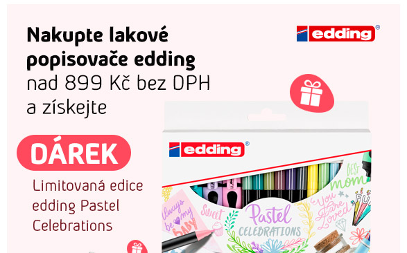 Nakupte lakové popisovače edding nad 899 Kč a získejte dárek limitovaná edice edding Pastel Celebrations.