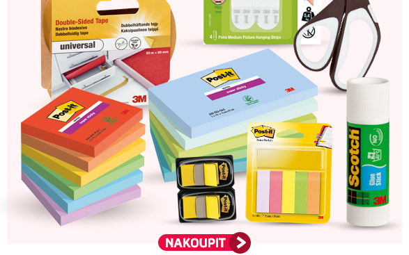 Nakupte výrobky Post-it a Scotch v minimální hodnotě 1000 Kč bez DPH a získejte Command stripy na věšení obrazů
