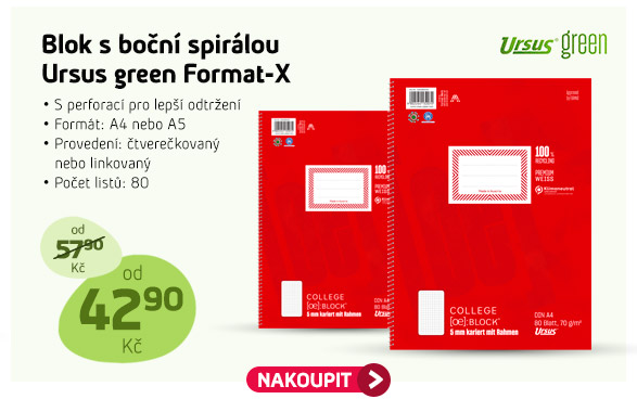 Blok s boční spirálou Ursus green Format-X