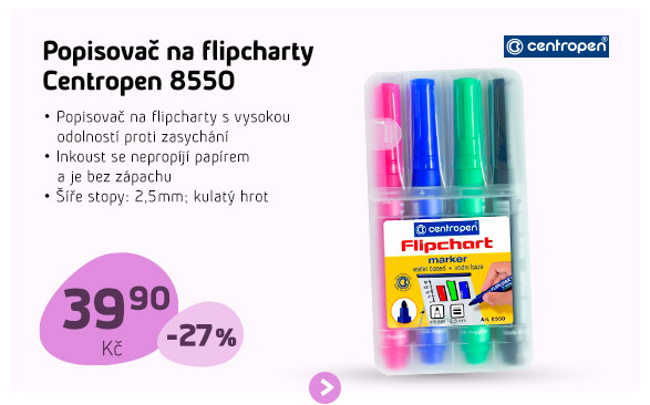 Popisovač na flipcharty Centropen 8550, 4 barvy