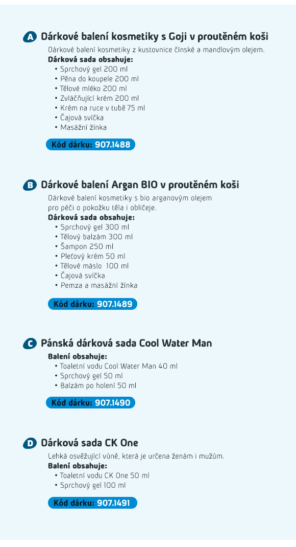 Popis dárků