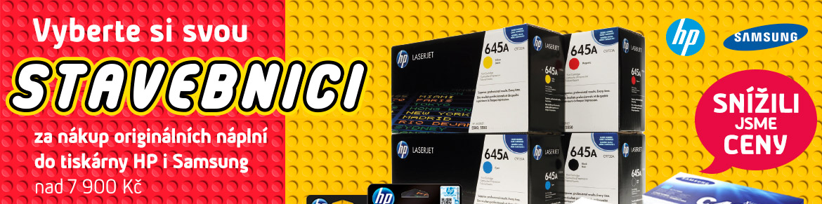 Nakupte originální náplně HP nebo Samsung v minimální hodnotě 7900 Kč a vyberte si stavebnici LEGO dle vlastního výběru