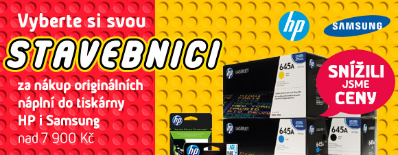Nakupte originální náplně HP nebo Samsung v minimální hodnotě 7900 Kč a vyberte si stavebnici LEGO dle vlastního výběru
