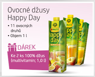 Džus nebo ovocná šťáva happy day + dárek 100% džus