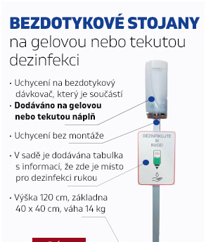 Bezdotykové stojany na gelovou nebo tekutou dezinfekci