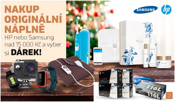 Nakup tonery a inkoustové náplně značky HP a Samsung v hodnotě 15 000 Kč a vyber si dárek zdarma!