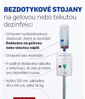 Bezdotykový stojan na gelovou nebo tekutou dezinfekci