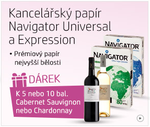 10x/5x balík Kancelářský papír Navigator Universal a Expression + dárek Cabernet Sauvignon 2014 nebo Chardonnay 2013