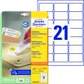 Snímatelné etikety Avery Zweckform - bílé, 63,5 x 38,1 mm, 630 ks