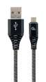 Datový kabel Gembird USB 2.0 - AM na MicroUSB (AM/BM), 1m, opletený, černo-bílý, blister, PREMIUM QU