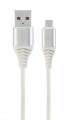 Datový kabel Gembird USB 2.0 - AM na MicroUSB (AM/BM), 1m, opletený, bílo-stříbrný, blister, PREMIUM