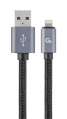 Datový kabel Gembird USB 2.0 - Lightning, opletený, 1,8 m, černý