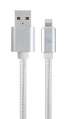 Datový kabel Gembird USB 2.0 - Lightning, opletený, 1,8m, stříbrný