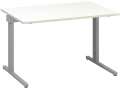 Psací stůl Alfa 305 - 120 cm, bílý/stříbrný