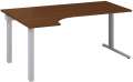 Psací stůl Alfa 305 - ergo, levý, 180 cm, ořech/stříbrný