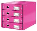 Zásuvkový box Leitz Click&Store WOW - 4 zásuvky, růžová