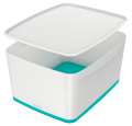 Úložný box s víkem L Leitz MyBox - bílá/ledově modrá