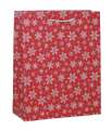Vánoční taška červené vločky - střední, 18x22 cm