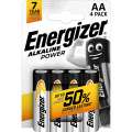 Alkalické baterie Energizer Power - 1,5V, LR6, typ AA, 4 ks