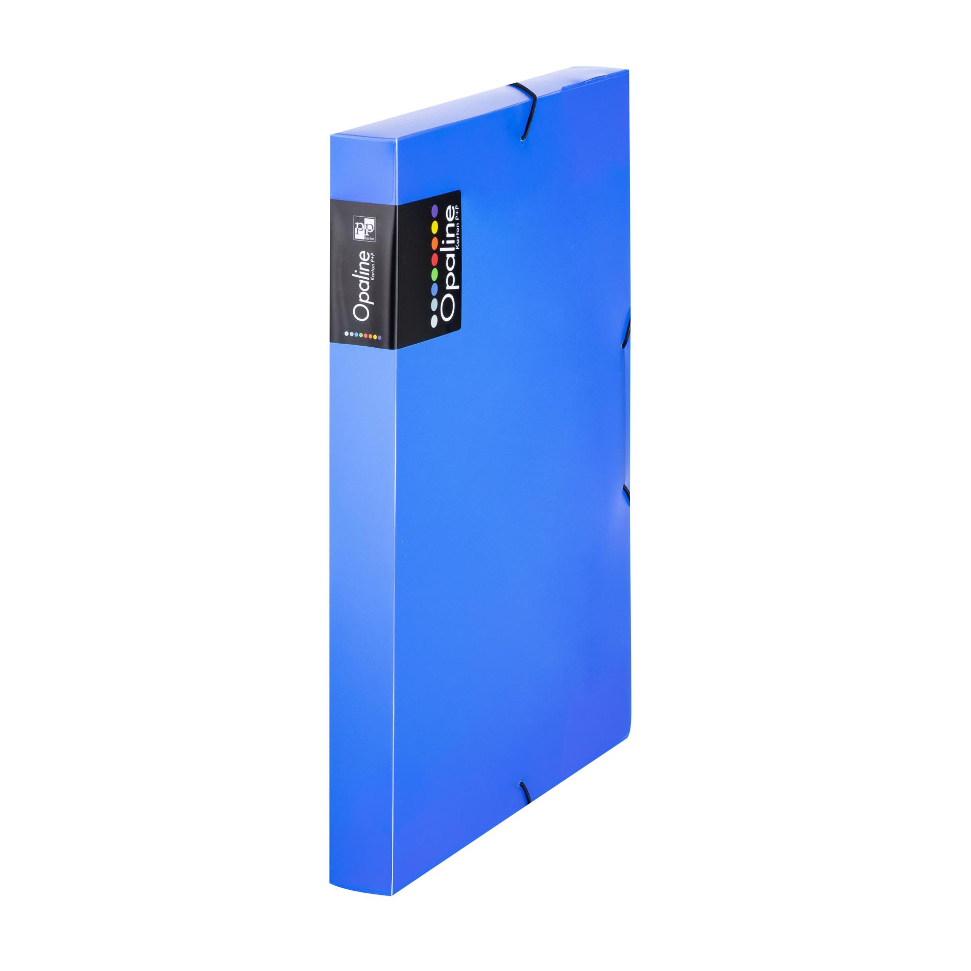 Karton P+P Box plastový na spisy s gumičkou Opaline A4, modrý