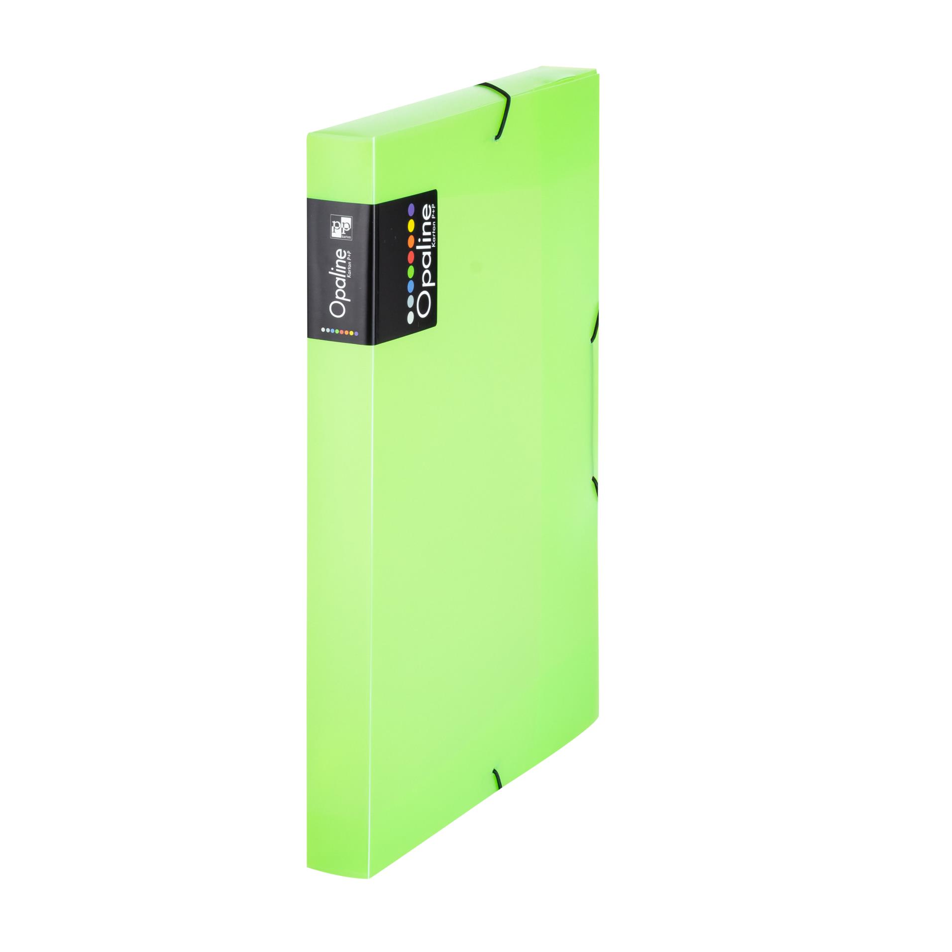 Karton P+P Box plastový na spisy s gumičkou Opaline A4, transp. zelený