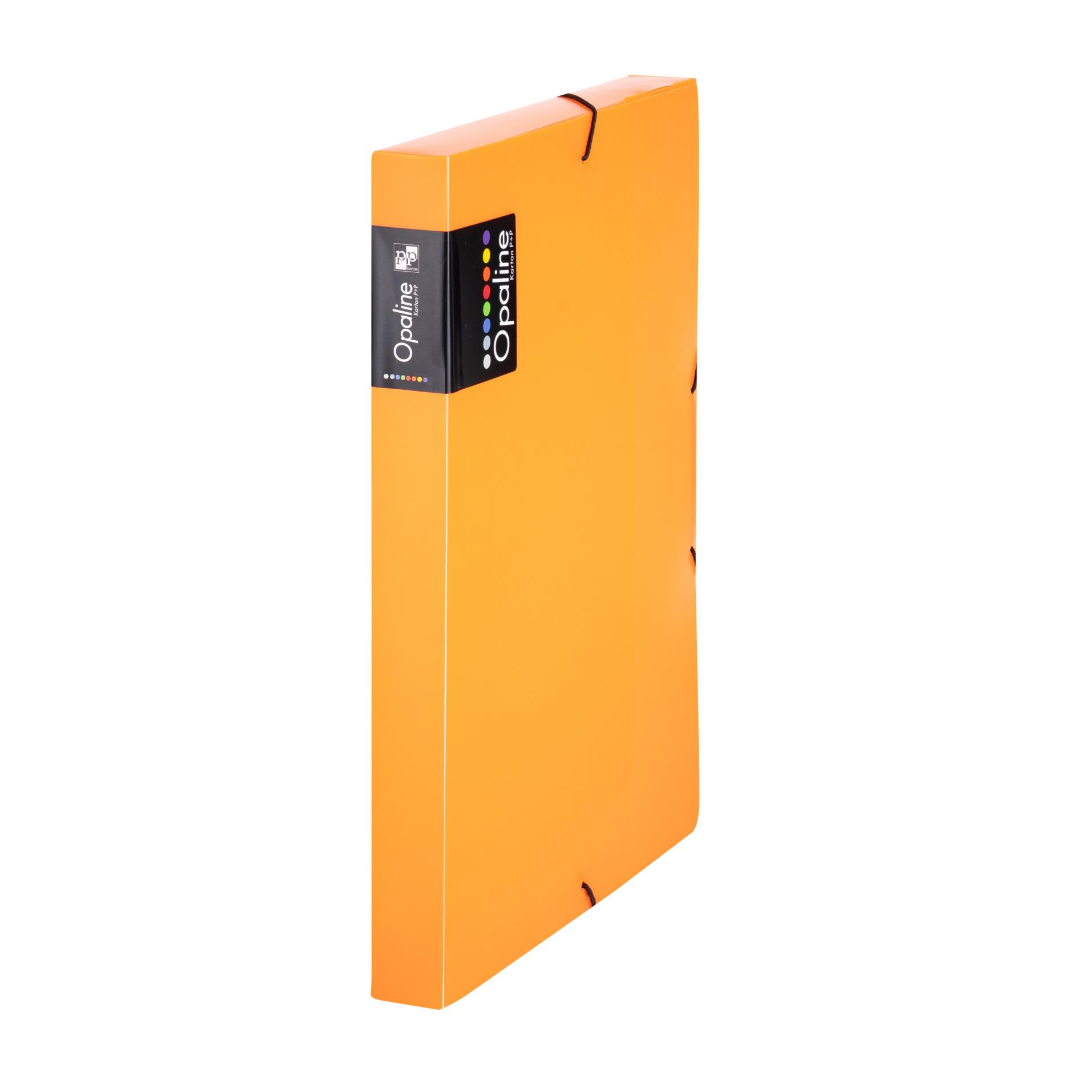 Karton P+P Box plastový na spisy s gumičkou Opaline A4, transp. oranžový