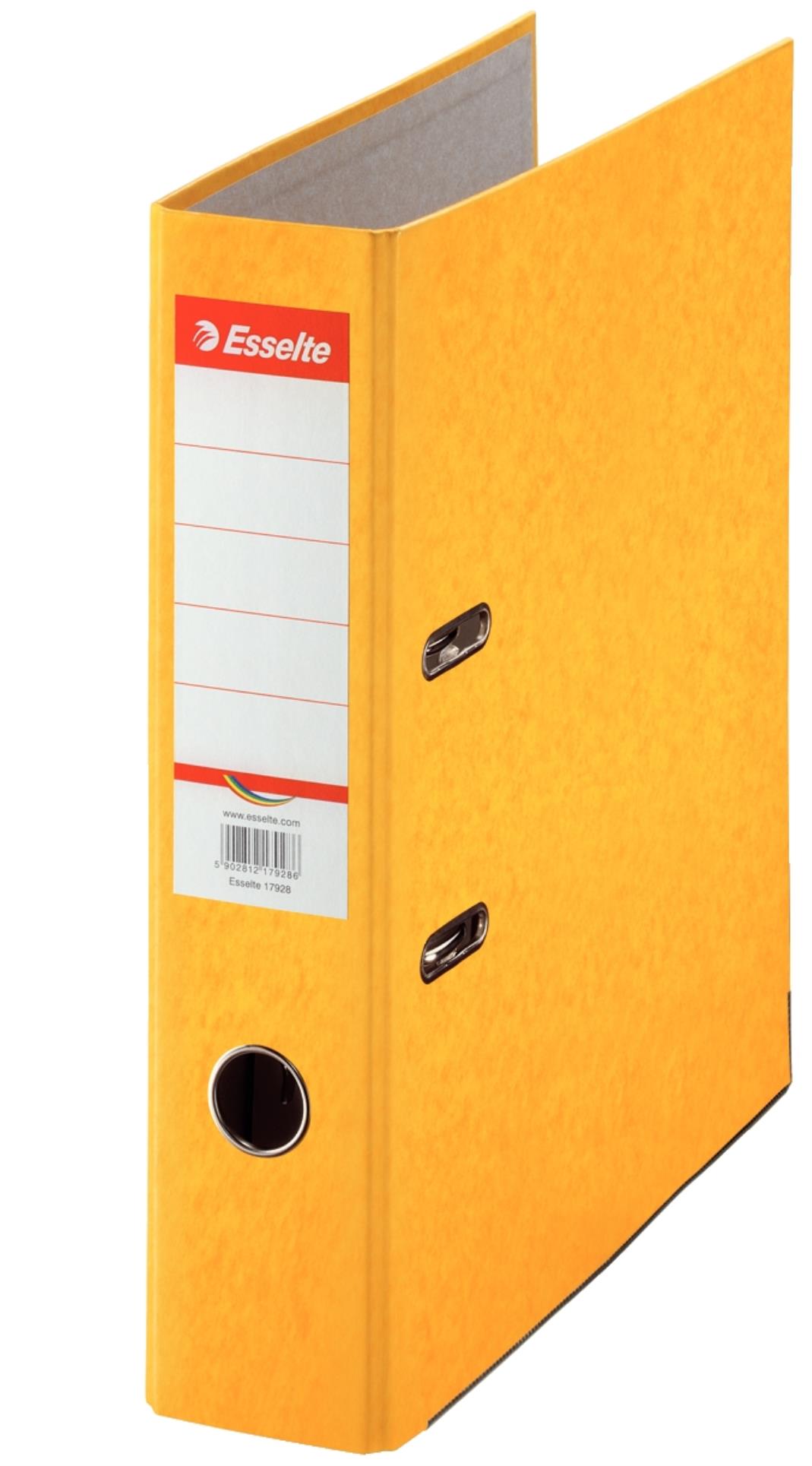 Pákový pořadač Esselte - A4, kartonový, hřbet 7,5 cm, žlutý