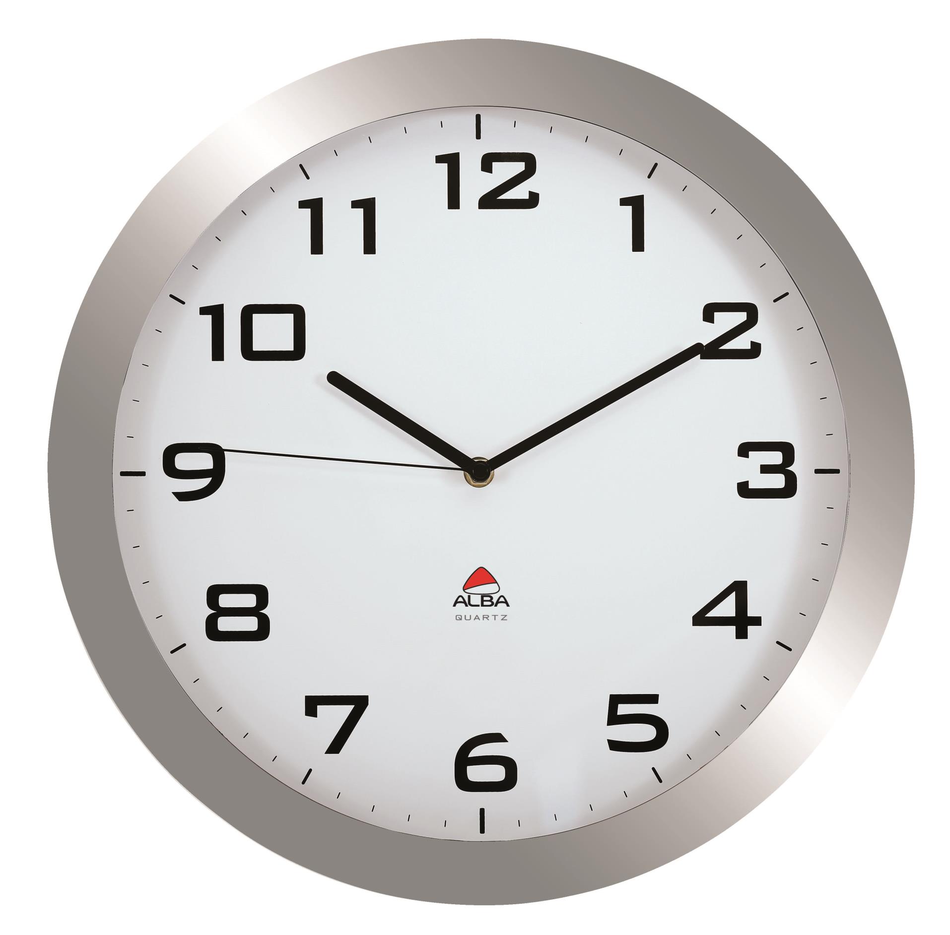 Alba France Nástěnné hodiny Alba - plastové, průměr 38 cm, stříbrné