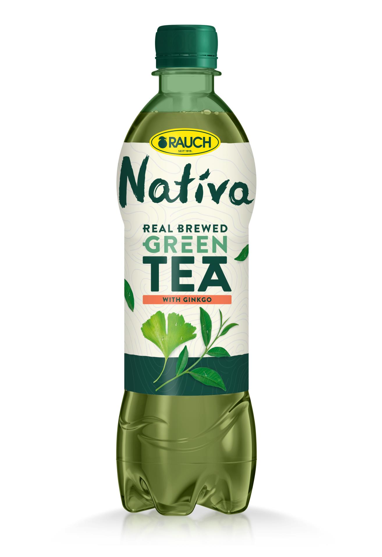 Rauch Ledový čaj Nativa - zelený s Ginkgo, 12 x 0,5 l