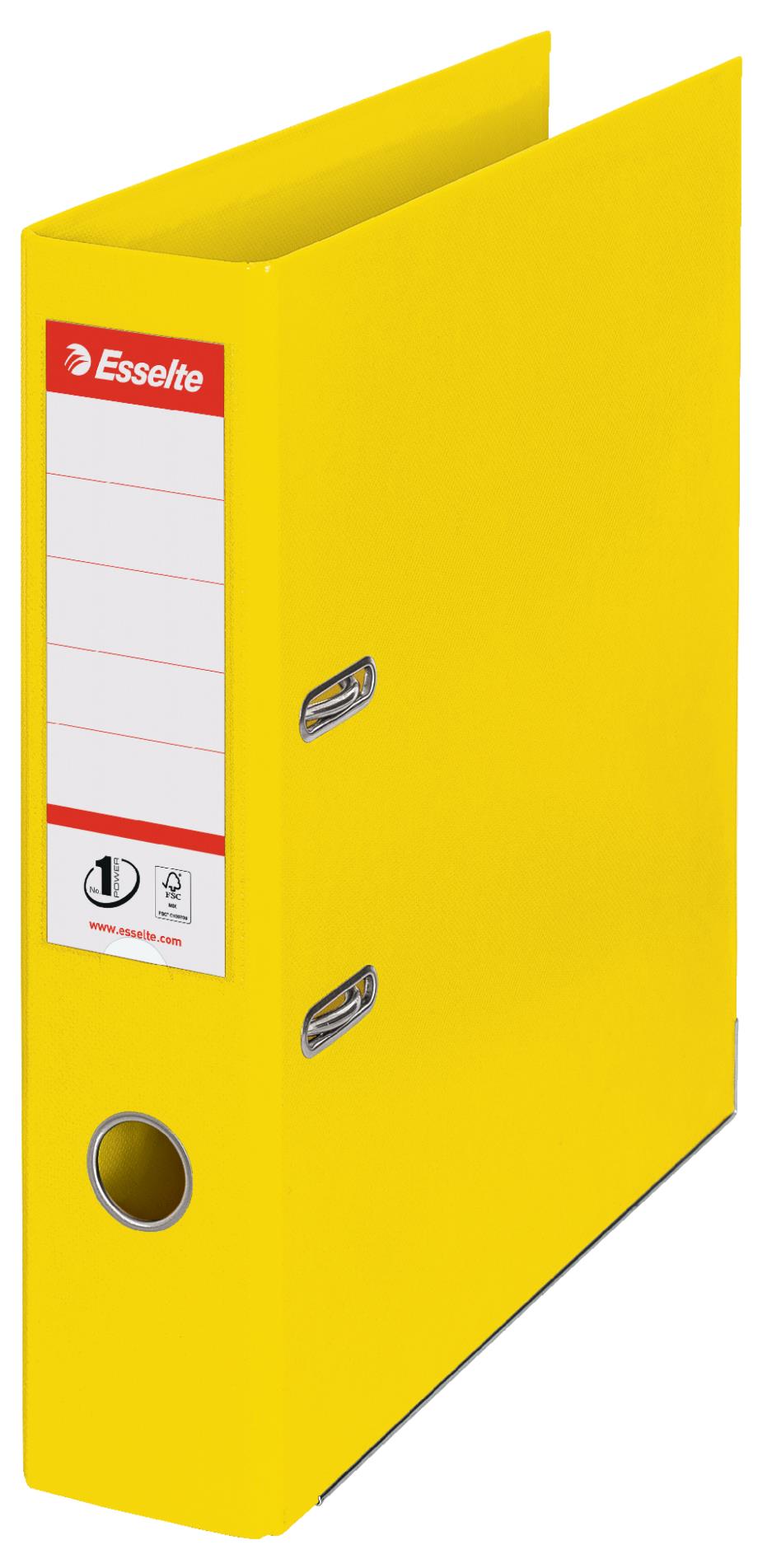 Plastový pákový pořadač Esselte VIVIDA - A4, s kapsou, hřbet 7,5 cm, žlutý