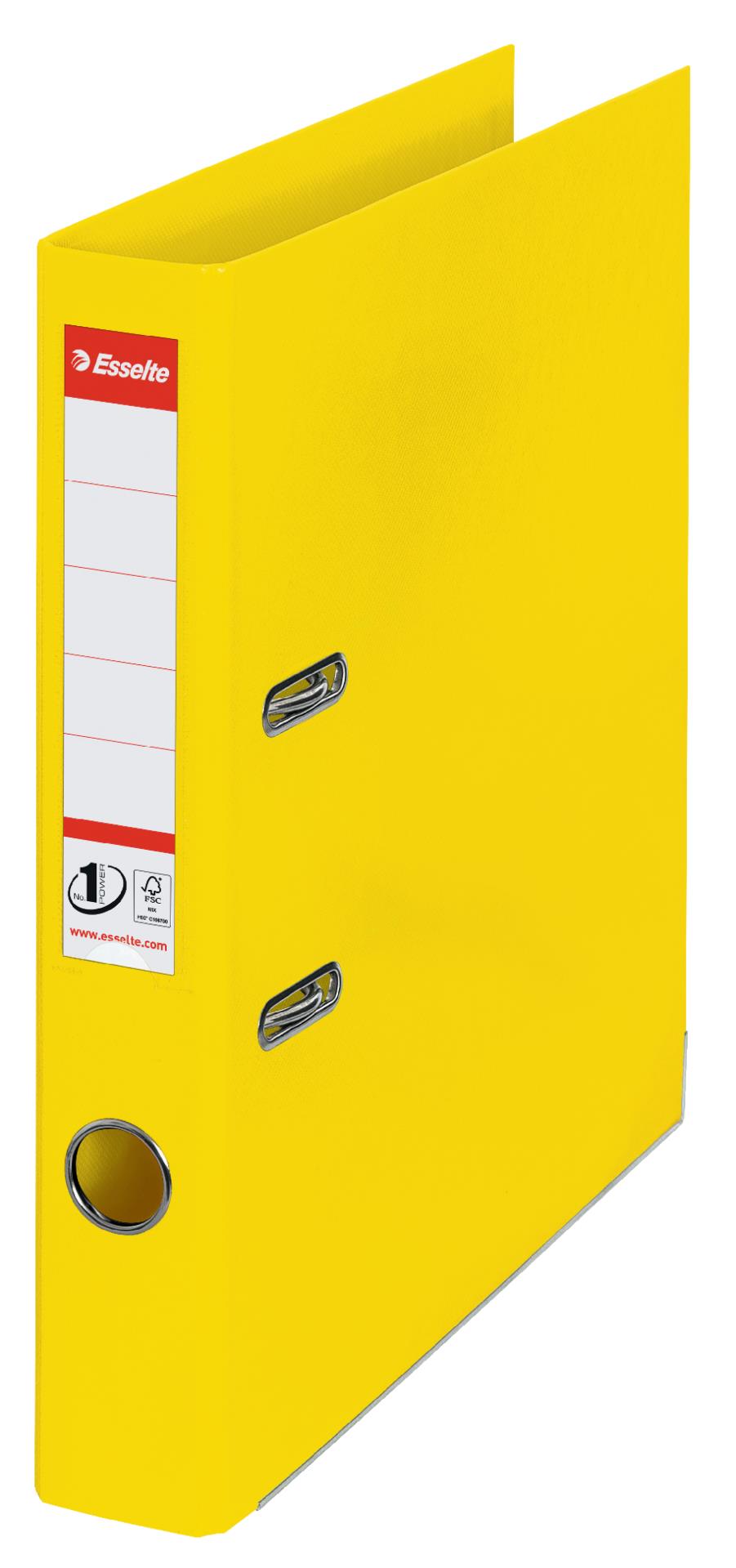 Plastový pákový pořadač Esselte VIVIDA A4, s kapsou, hřbet 5,0 cm, žlutý