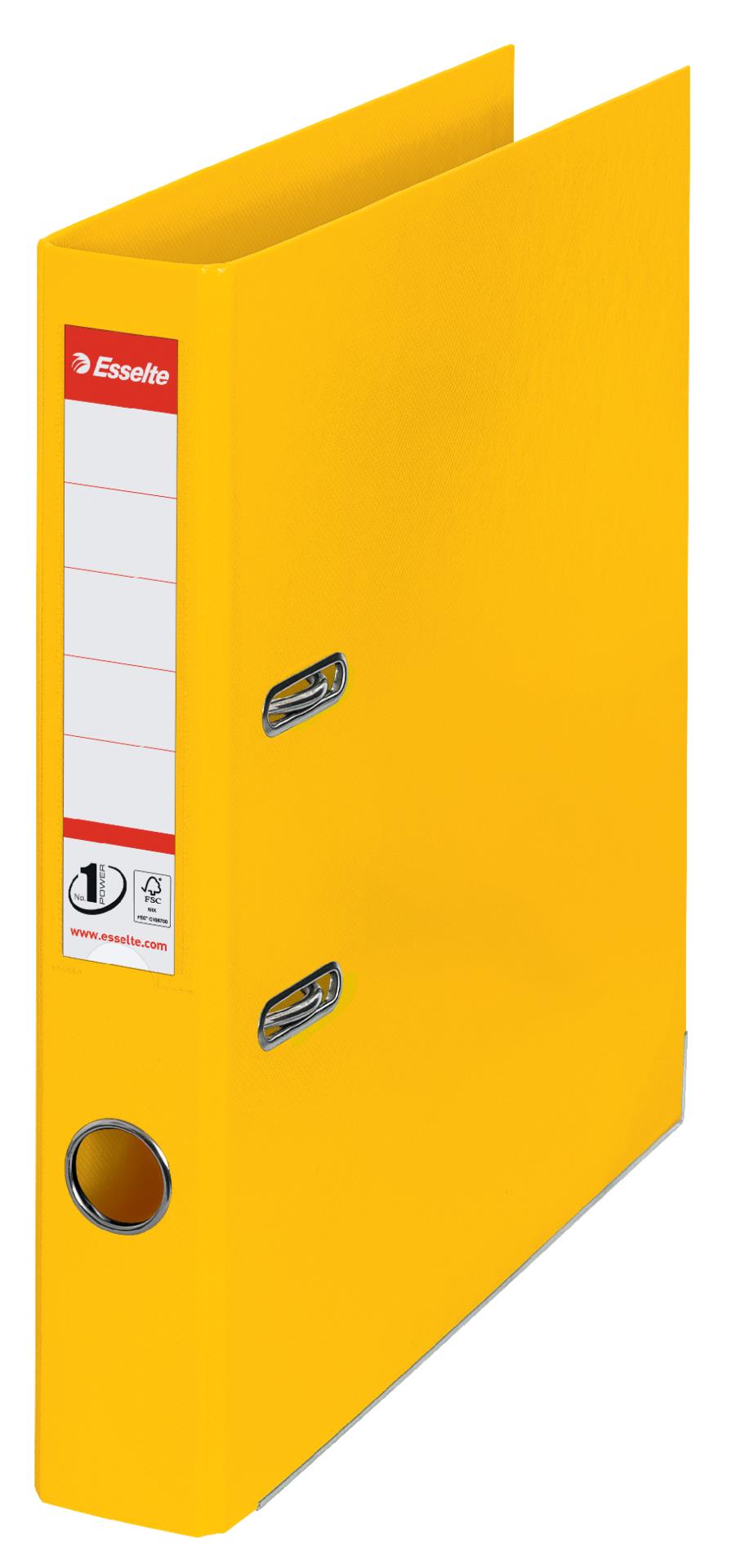 Plastový pákový pořadač Esselte - A4, s kapsou, hřbet 5 cm, žlutý