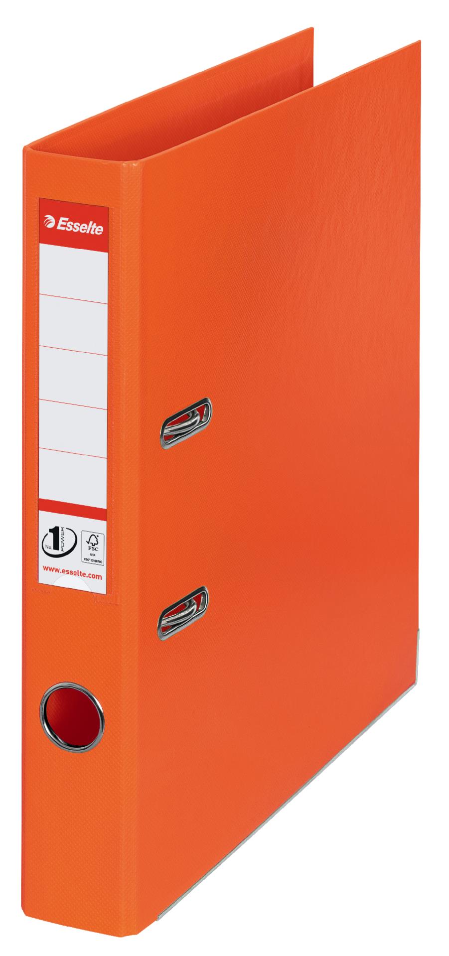 Plastový pákový pořadač Esselte - A4, s kapsou, hřbet 5 cm, oranžový
