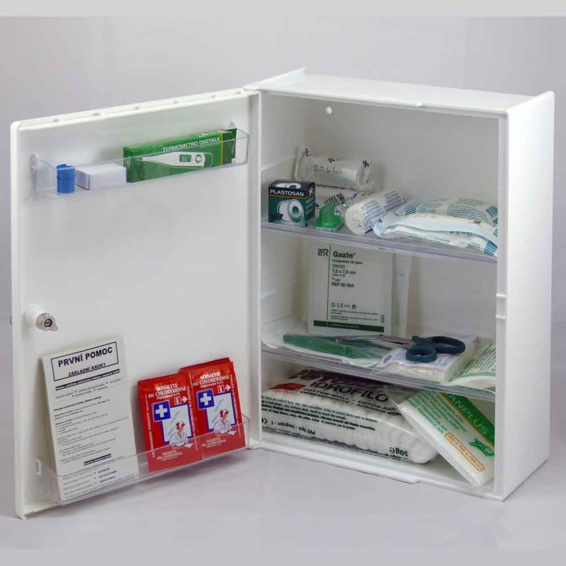 Nástěnná lékárnička - náplň Standard, bílá