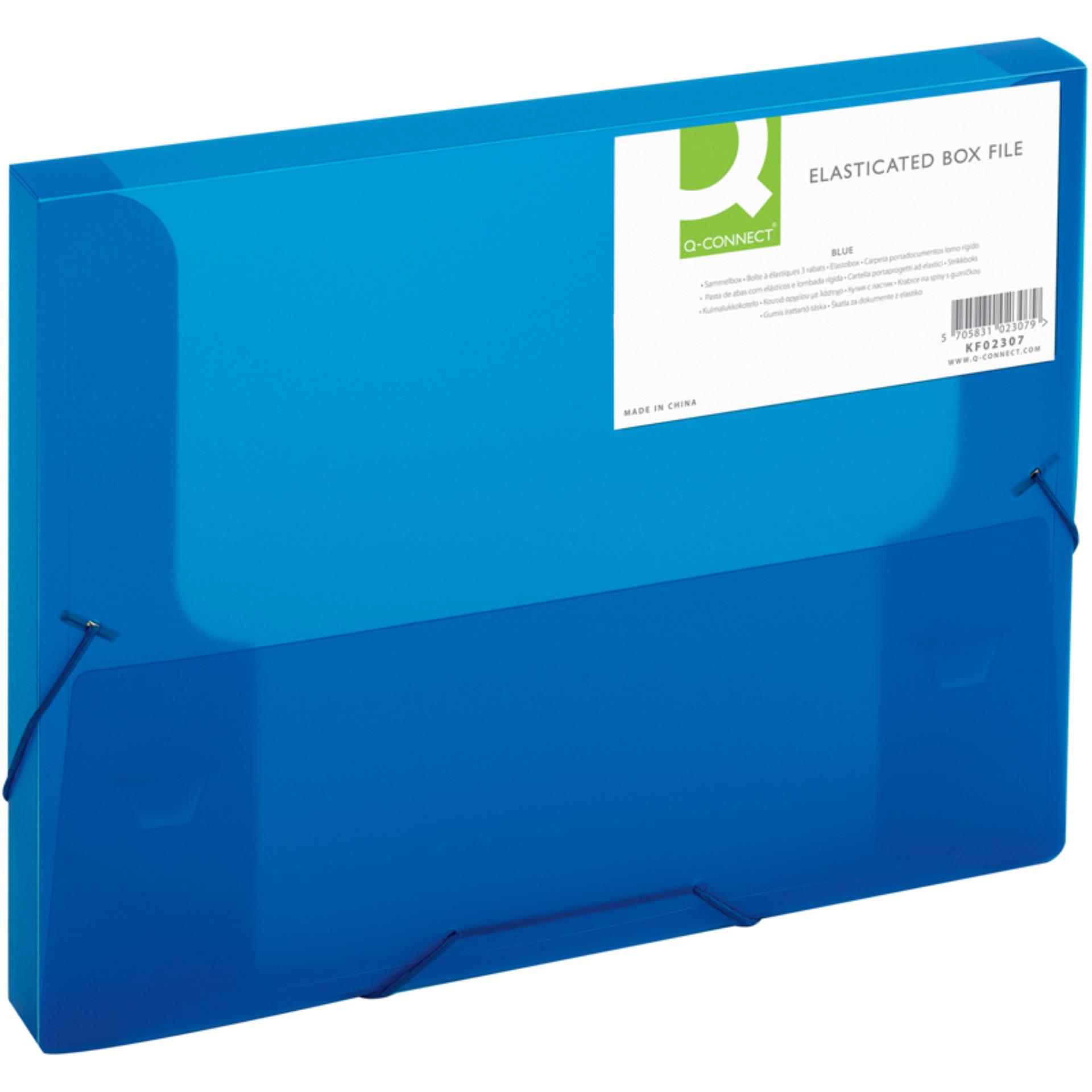 Q-CONNECT Box na spisy Q-C A4 s gumič., transp. modrá 2,5 cm