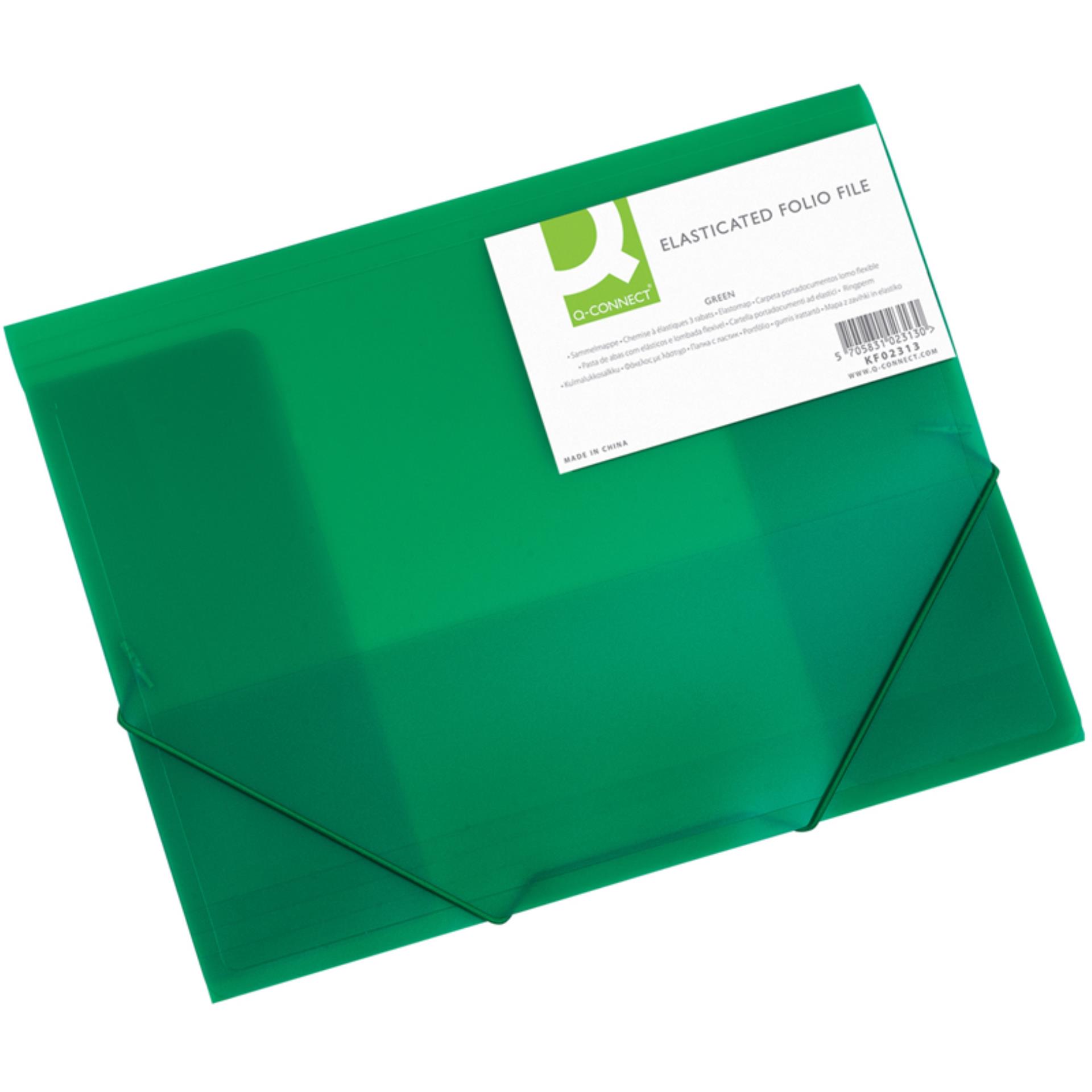Q-CONNECT Box na spisy Q-C A4 s gumič., transp. zelená 3 cm