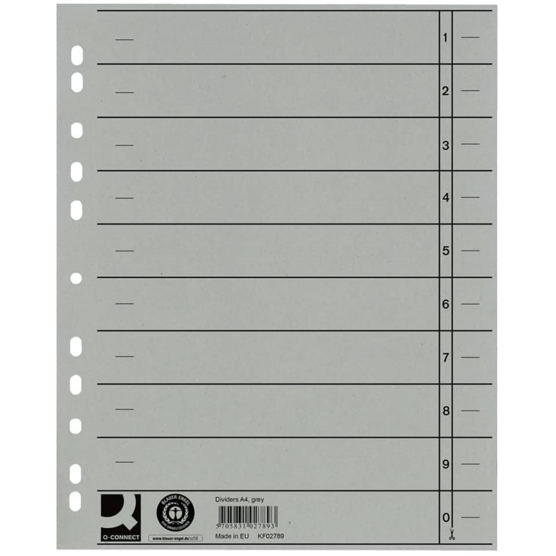 Barevný rozlišovač Q-Connect A4, 100ks, šedý