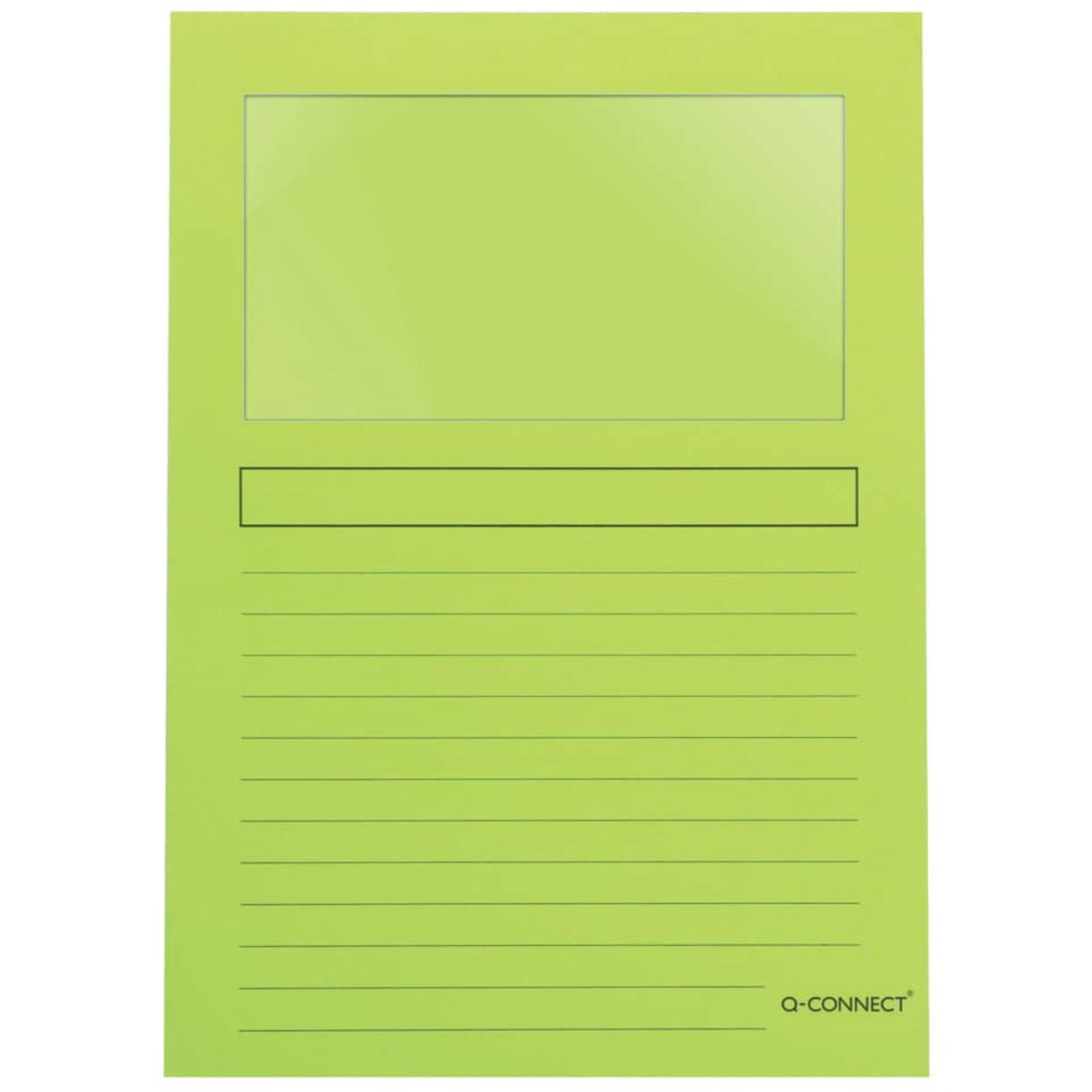 Papír. obal s okénkem Q-Connect, A4, zelená, 1 kus