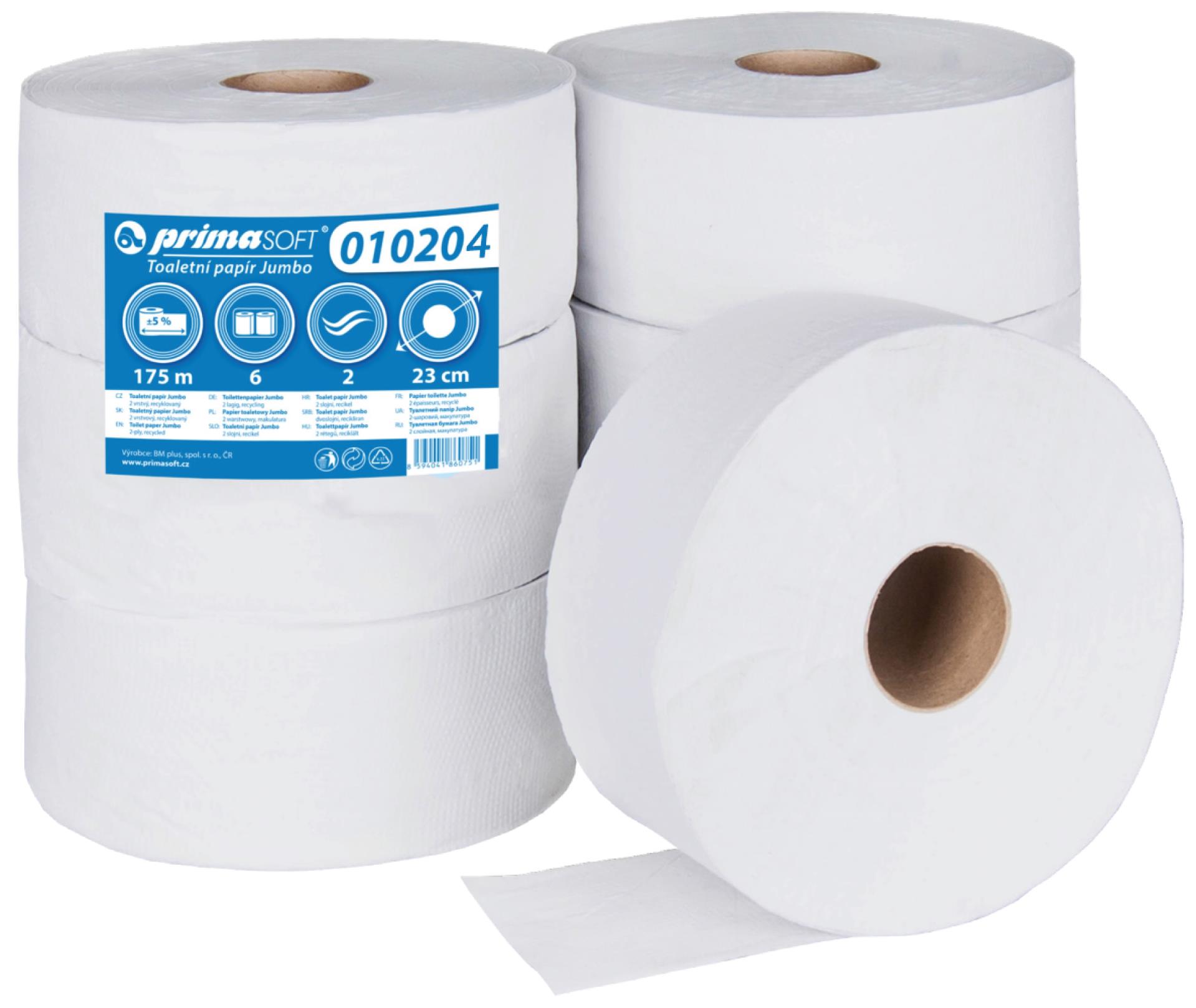 Primasoft Toaletní papír Jumbo 26 cm - 2 vrstvý, 6 rolí