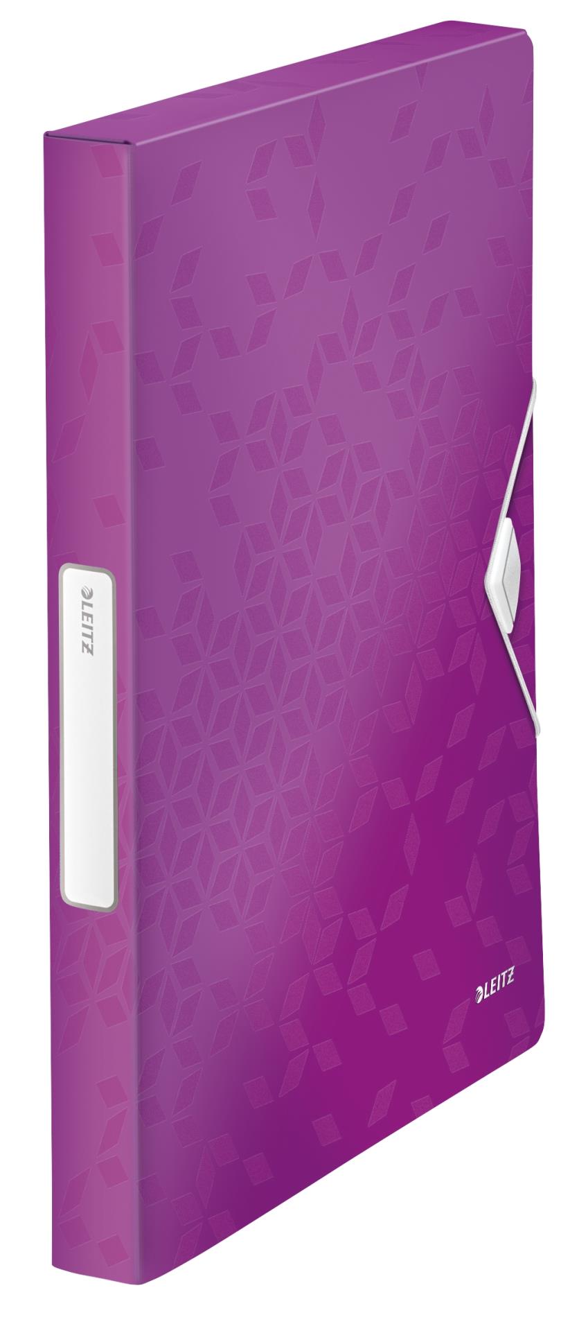 Box na dokumenty s gumičkou LEITZ WOW - A4, purpurový
