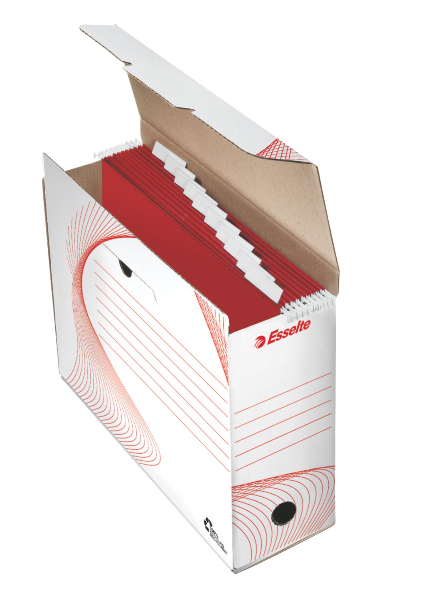 Archivační krabice na pořadače Esselte - 11,7 x 28,5 x 33,7 cm, bílá